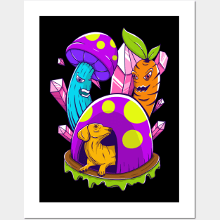 Psychedelic Trippy Pet - Hiding Dog Posters and Art